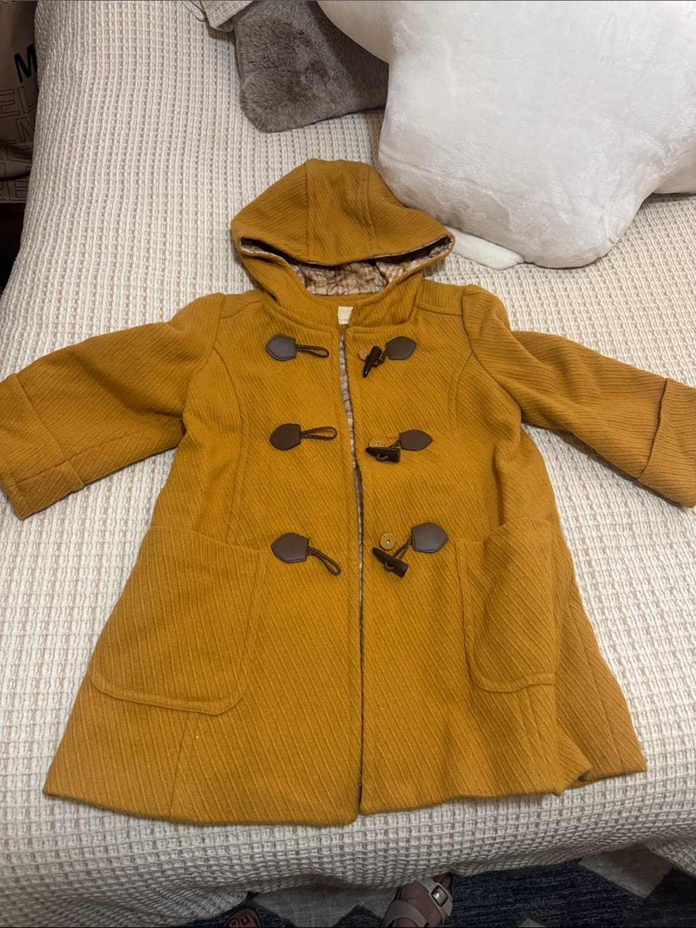 Toggle Hooded Coat in Mustard